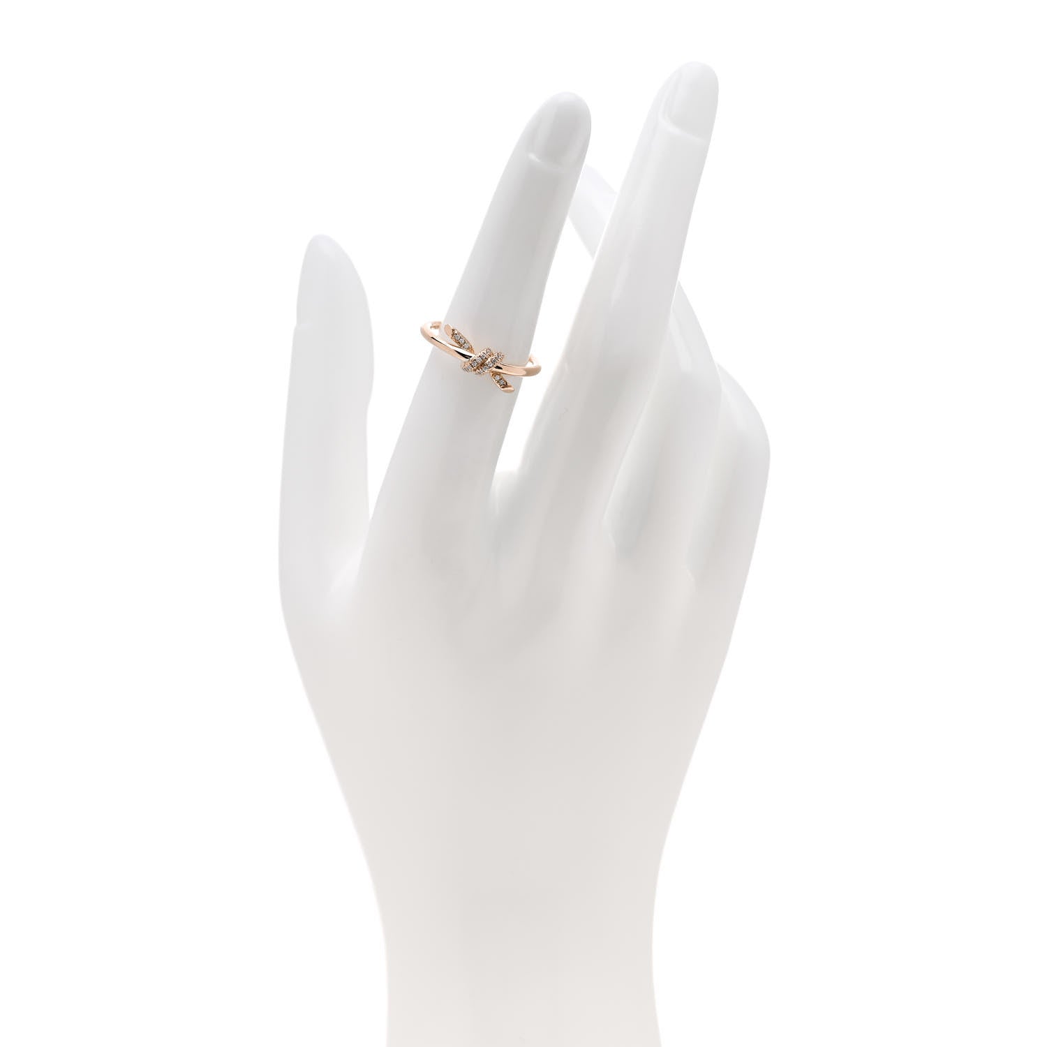 Tiffany 18K Rose Gold Diamond Small Knot Ring 53 6.25 2 of 5