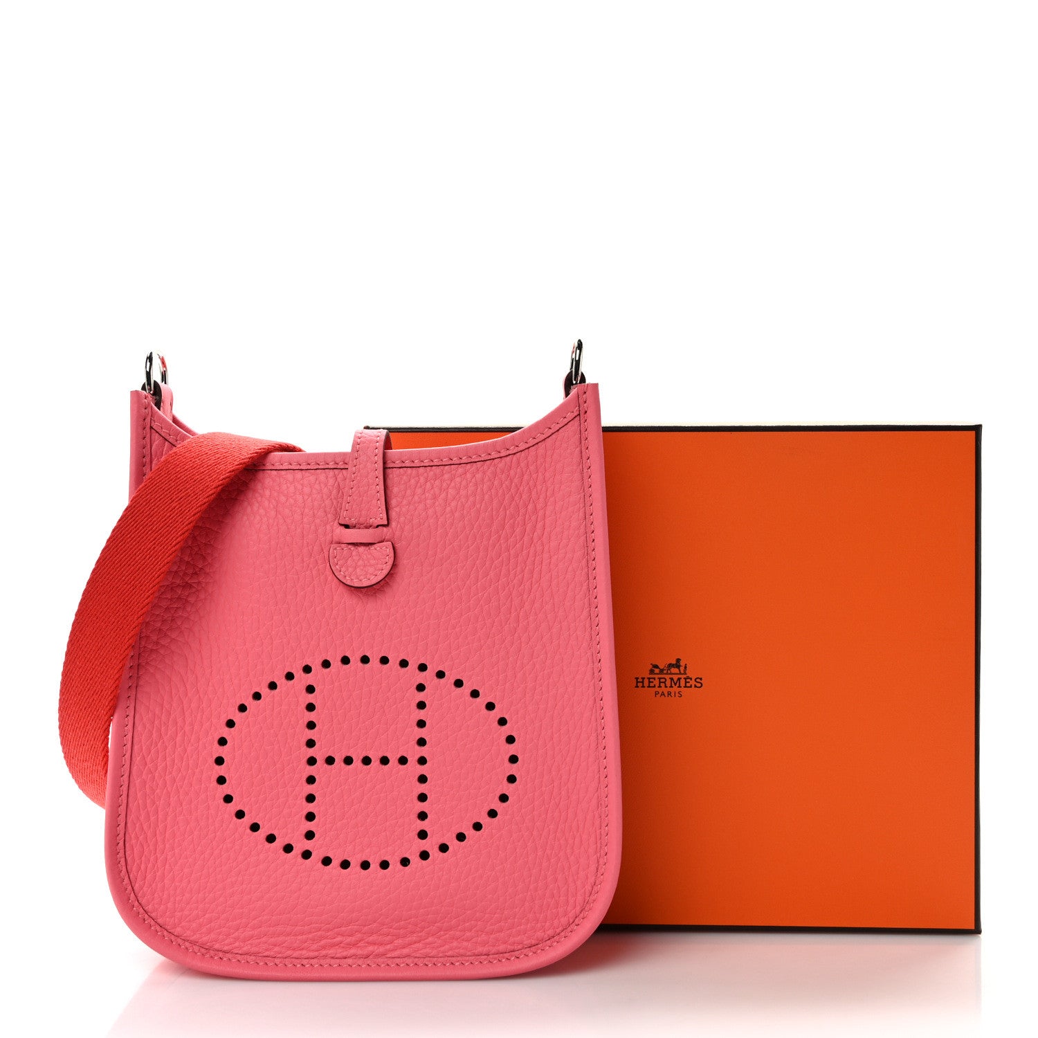 Hermes Taurillon Clemence Amazone Evelyne TPM Rose Azalee Rouge Pivoine 11 of 11