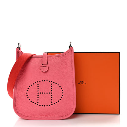Hermes Taurillon Clemence Amazone Evelyne TPM Rose Azalee Rouge Pivoine 11 of 11