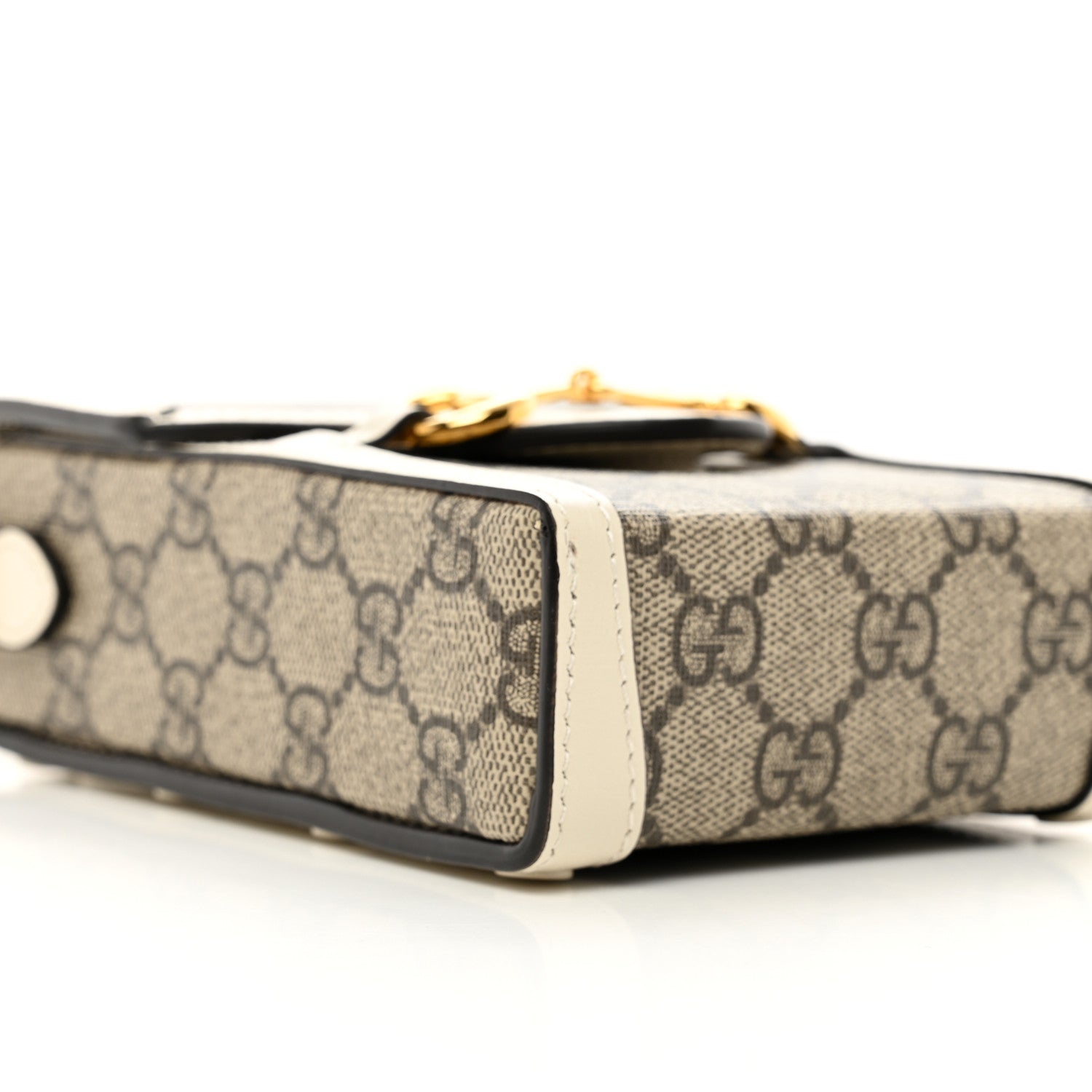 Gucci GG Supreme Monogram Azalea Calfskin Mini Horsebit 1955 Crossbody Bag Beige Ebony Mystic White 8 of 9