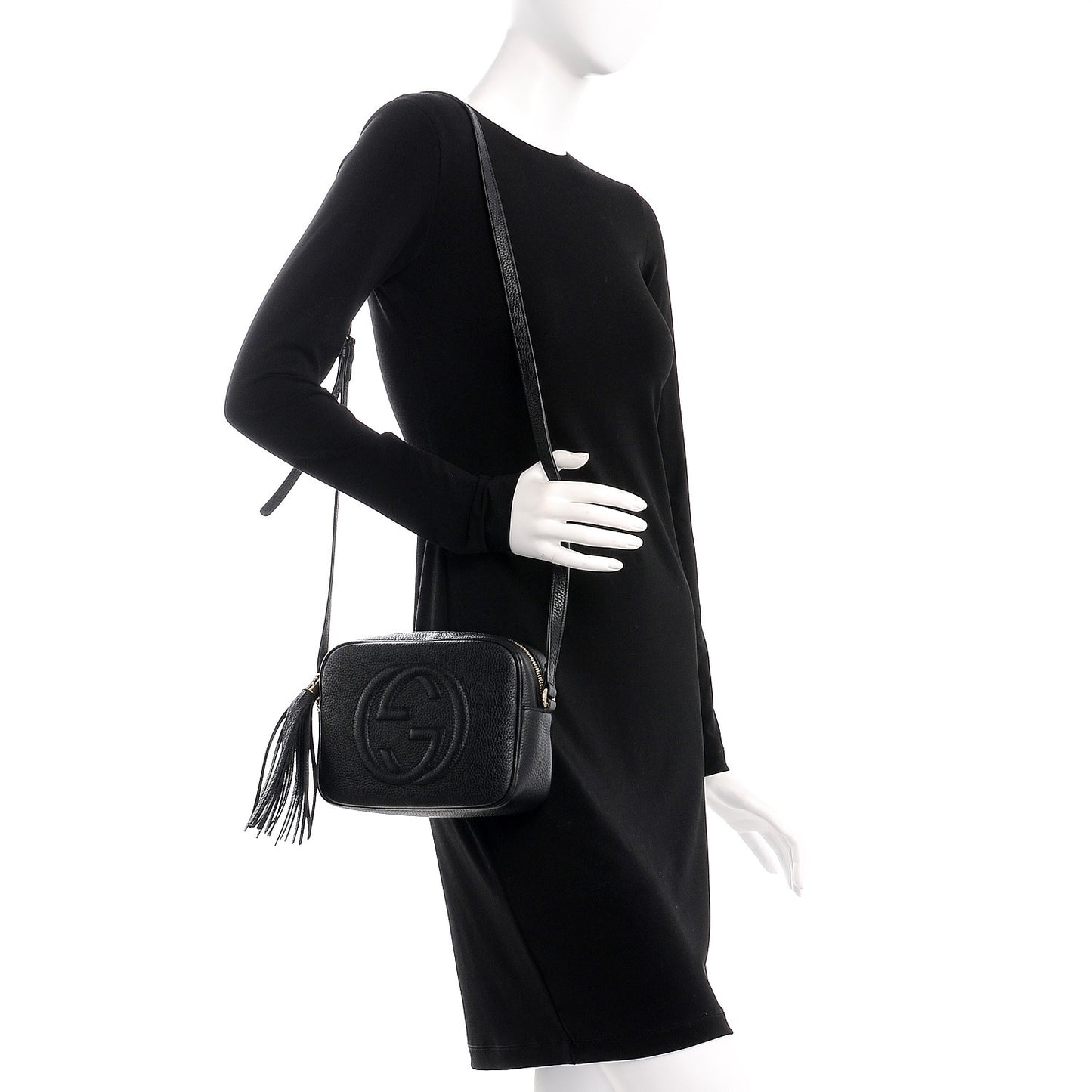Pebbled Calfskin Small Soho Disco Bag Black