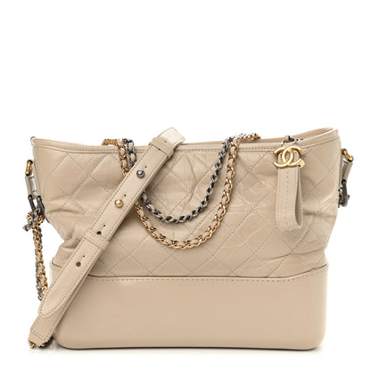 Chanel Aged Calfskin Quilted Medium Gabrielle Hobo Beige 1 of 10