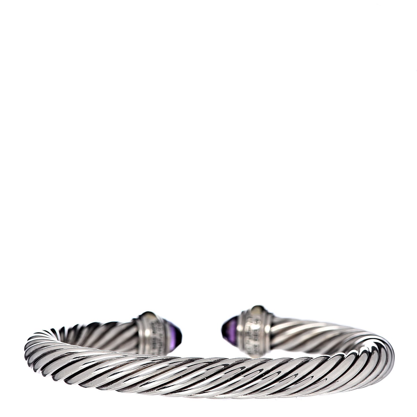 Sterling Silver 14K Yellow Gold Amethyst 7mm Cable Classics Bracelet