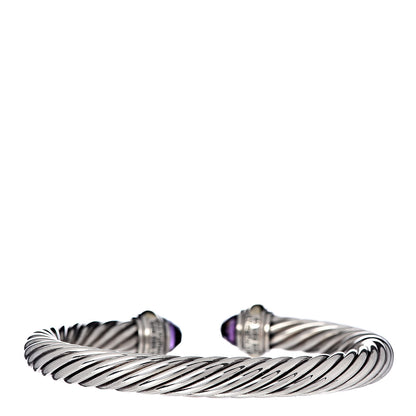 David Yurman Sterling Silver 14K Yellow Gold Amethyst 7mm Cable Classics Bracelet 3 of 4