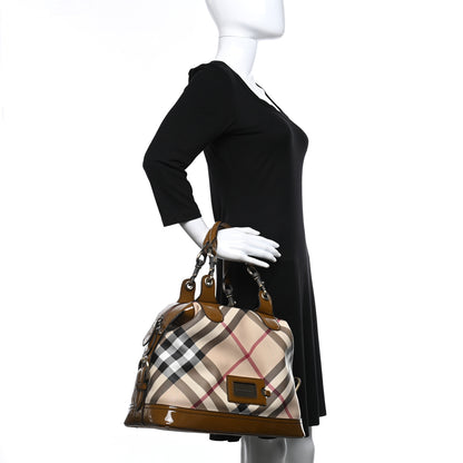 Burberry Patent Nova Check Satchel Brown 2 of 8