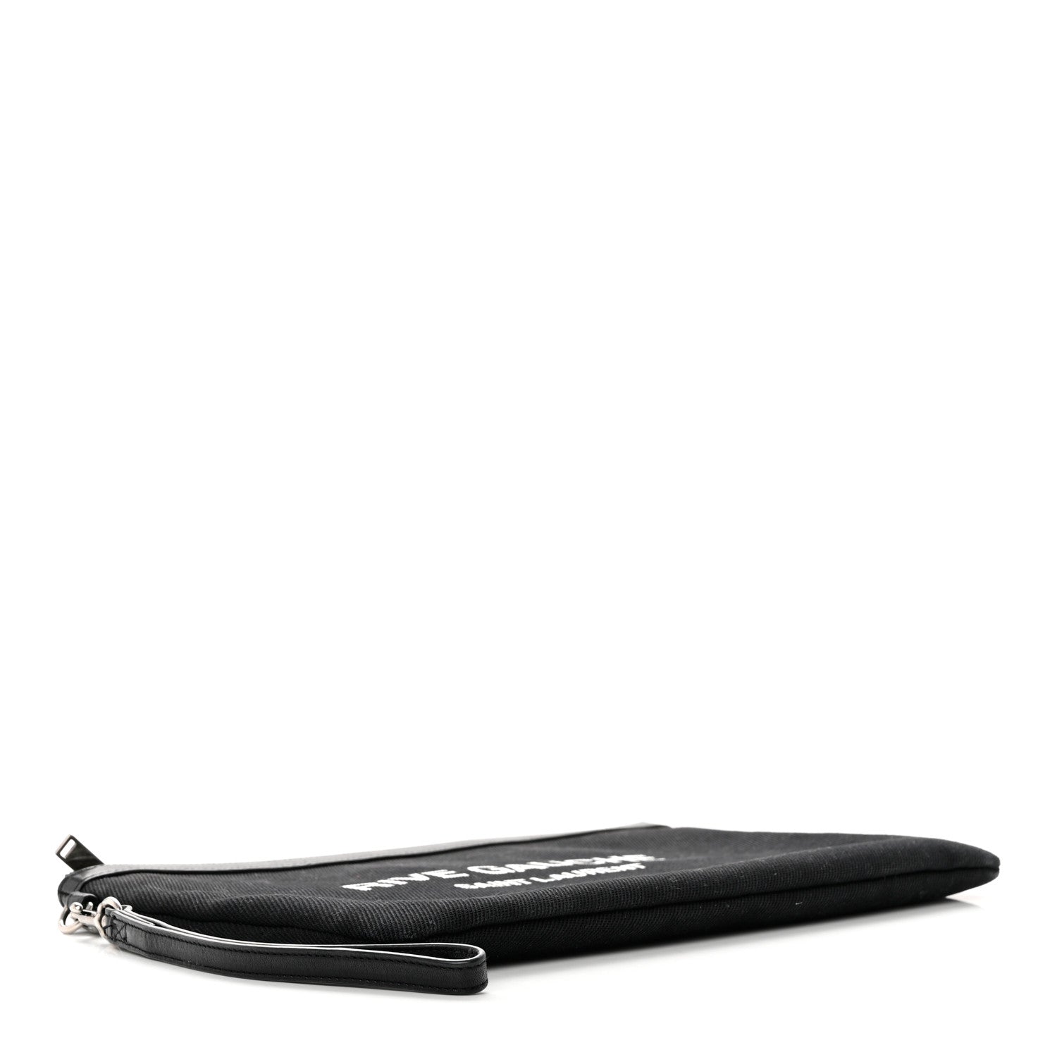 Saint Laurent Linen Canvas Rive Gauche Zipped Pouch Black 4 of 7