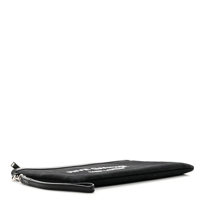 Saint Laurent Linen Canvas Rive Gauche Zipped Pouch Black 4 of 7