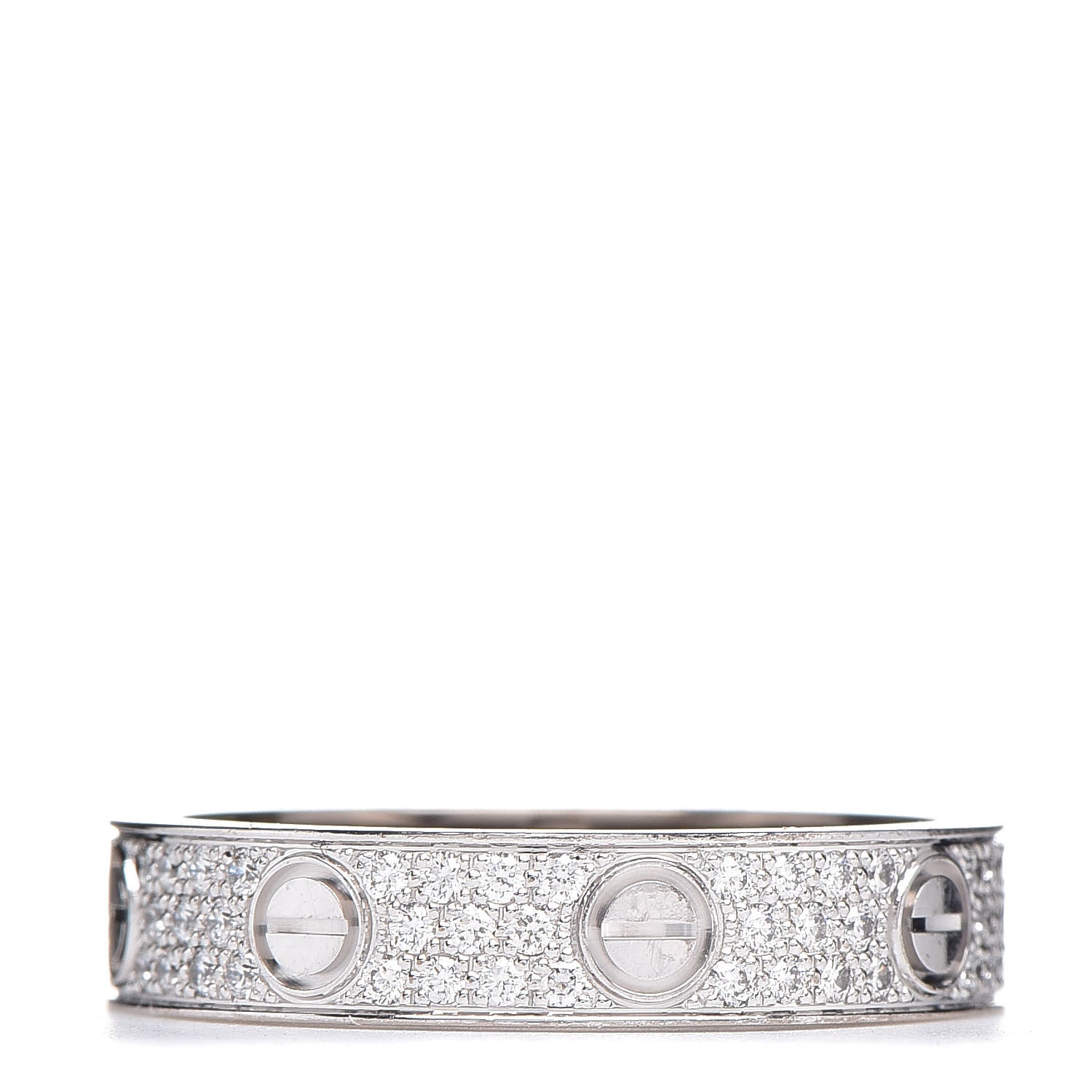 Cartier 18K White Gold Diamond 4mm LOVE Wedding Paved Band Ring 50 5.25 1 of 5