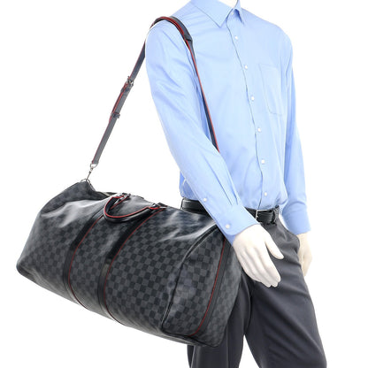Louis Vuitton Damier Graphite Stripe Keepall Bandouliere 55 Rouge 2 of 10