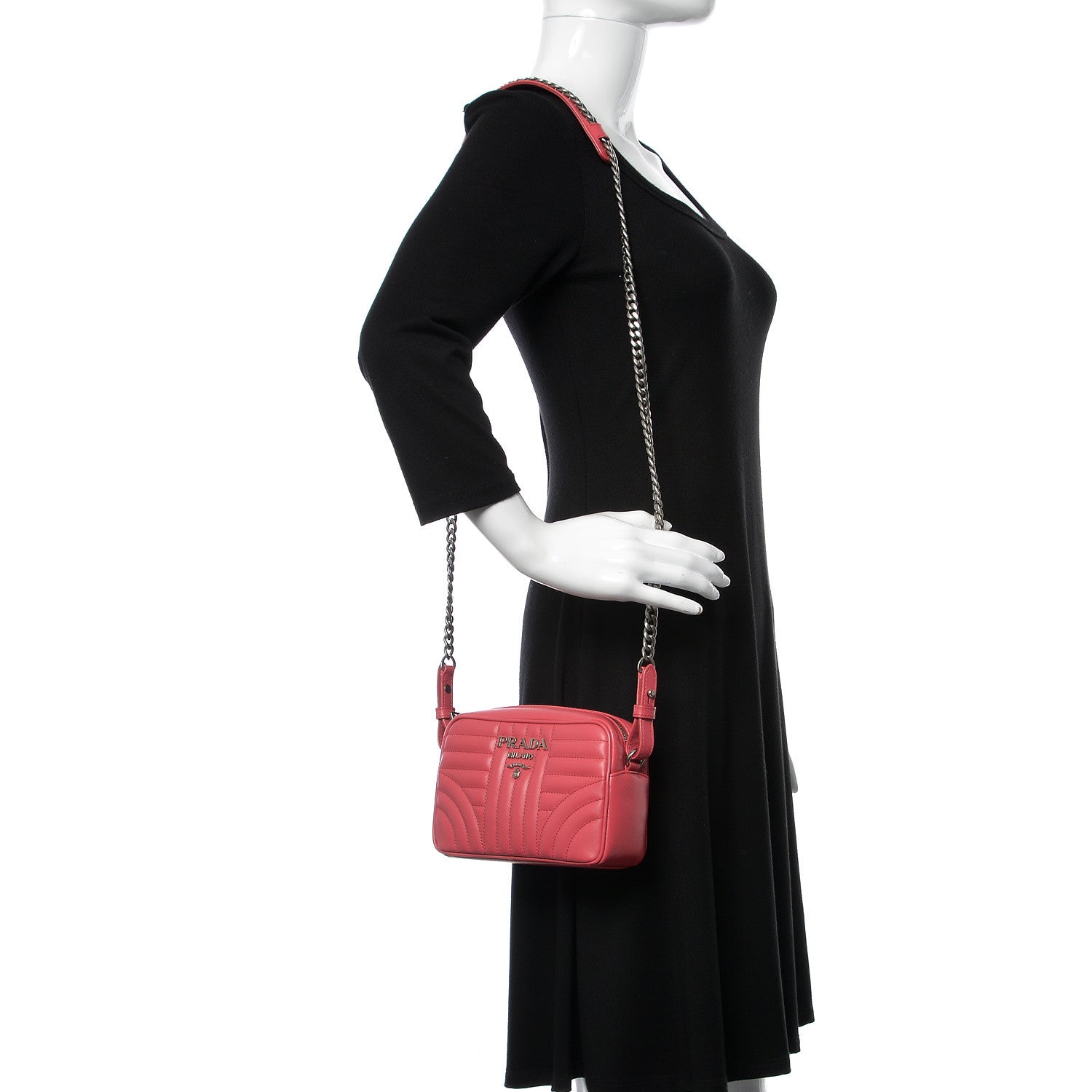 Prada Soft Calfskin Diagramme Crossbody Bag Peonia 2 of 9