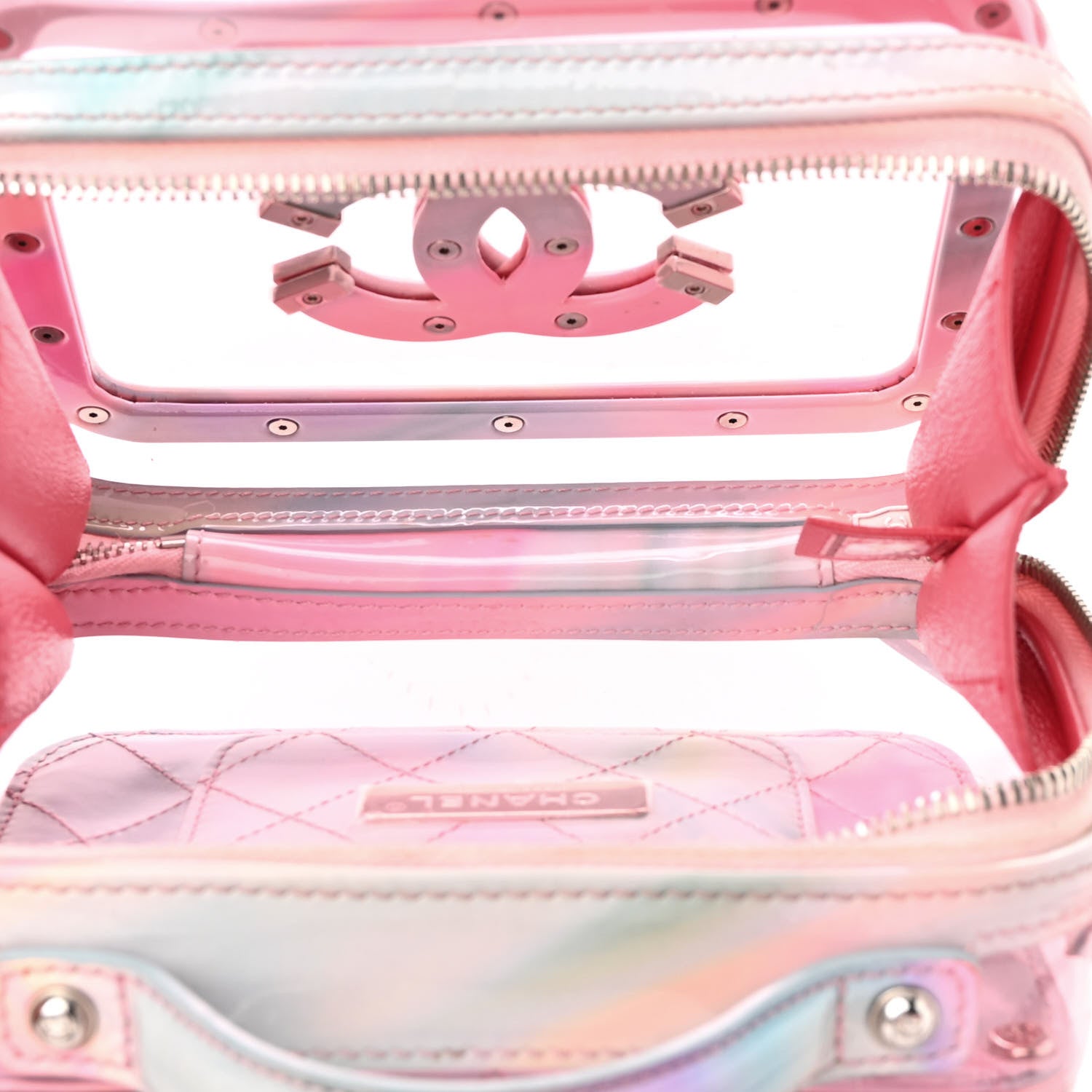 Chanel PVC Patent Calfskin Patent Lambskin Small CC Vanity Case Pink 5 of 11