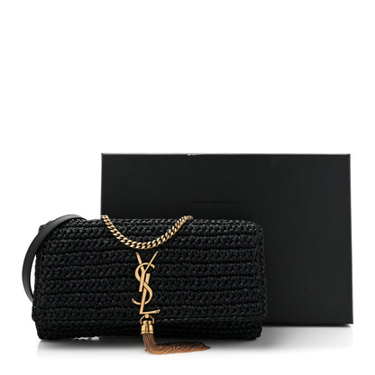 Saint Laurent Raffia Monogram Tassel Kate 99 Black 11 of 11