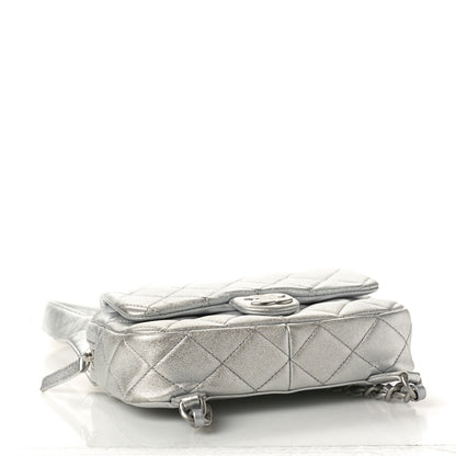 Chanel Metallic Lambskin Quilted Flap Backpack Silver 4 of 10