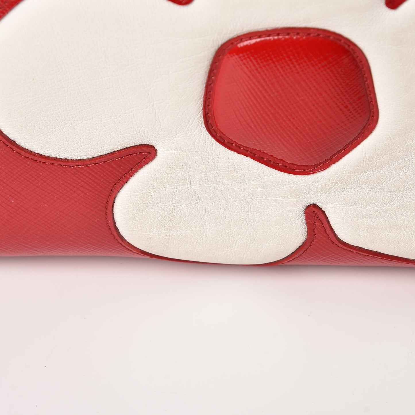 Saffiano Vernice Floral Bauletto Bag Rosso Bianco