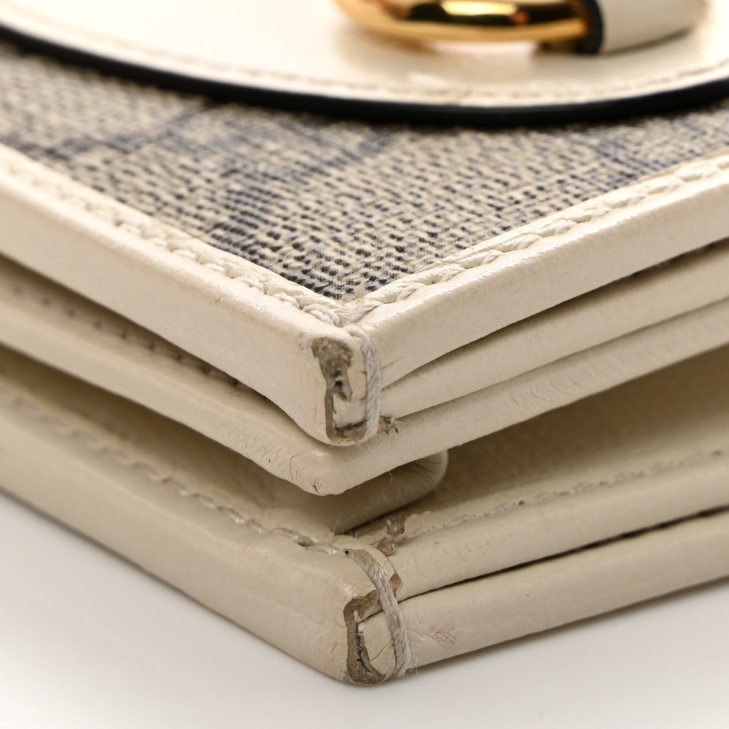 Gucci GG Supreme Monogram Azalea Calfskin Horsebit 1955 Card Case Wallet Beige Ebony Mystic White 9 of 9