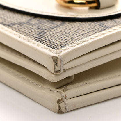 Gucci GG Supreme Monogram Azalea Calfskin Horsebit 1955 Card Case Wallet Beige Ebony Mystic White 9 of 9