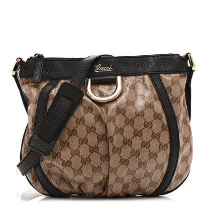 Gucci Crystal Monogram Small D Gold Ring Messenger Dark Brown 1 of 11