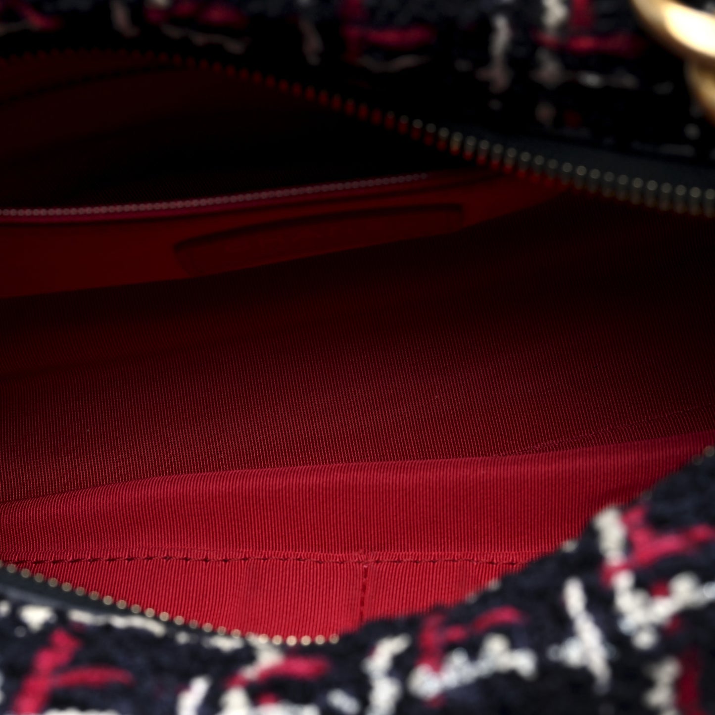 Tweed Calfskin Signe Hobo Navy Multicolor