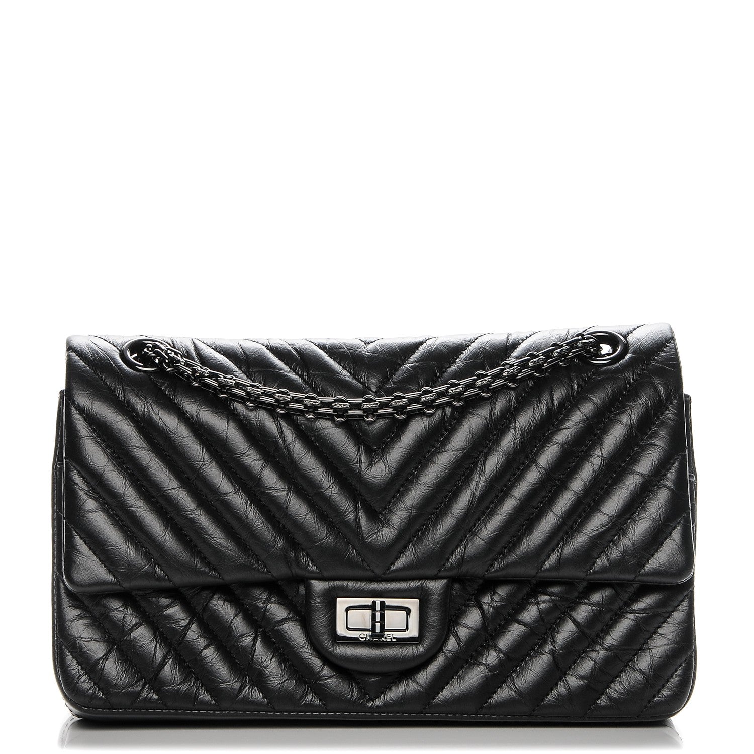 Chanel Aged Calfskin Chevron Quilted 2.55 Reissue 225 Flap So Black 1 of 8