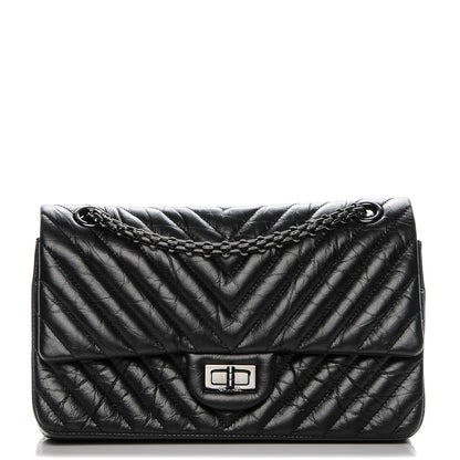 Chanel Aged Calfskin Chevron Quilted 2.55 Reissue 225 Flap So Black 1 of 8