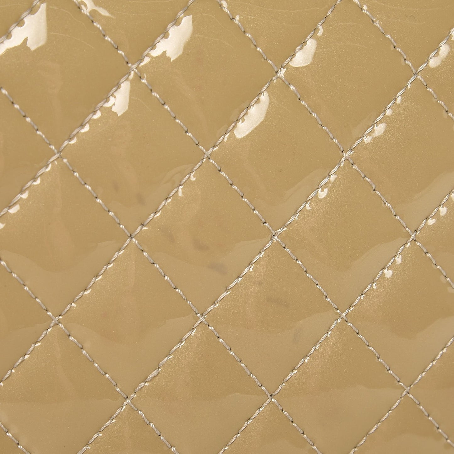 Patent Calfskin Quilted Brilliant East West Flap Clutch Beige