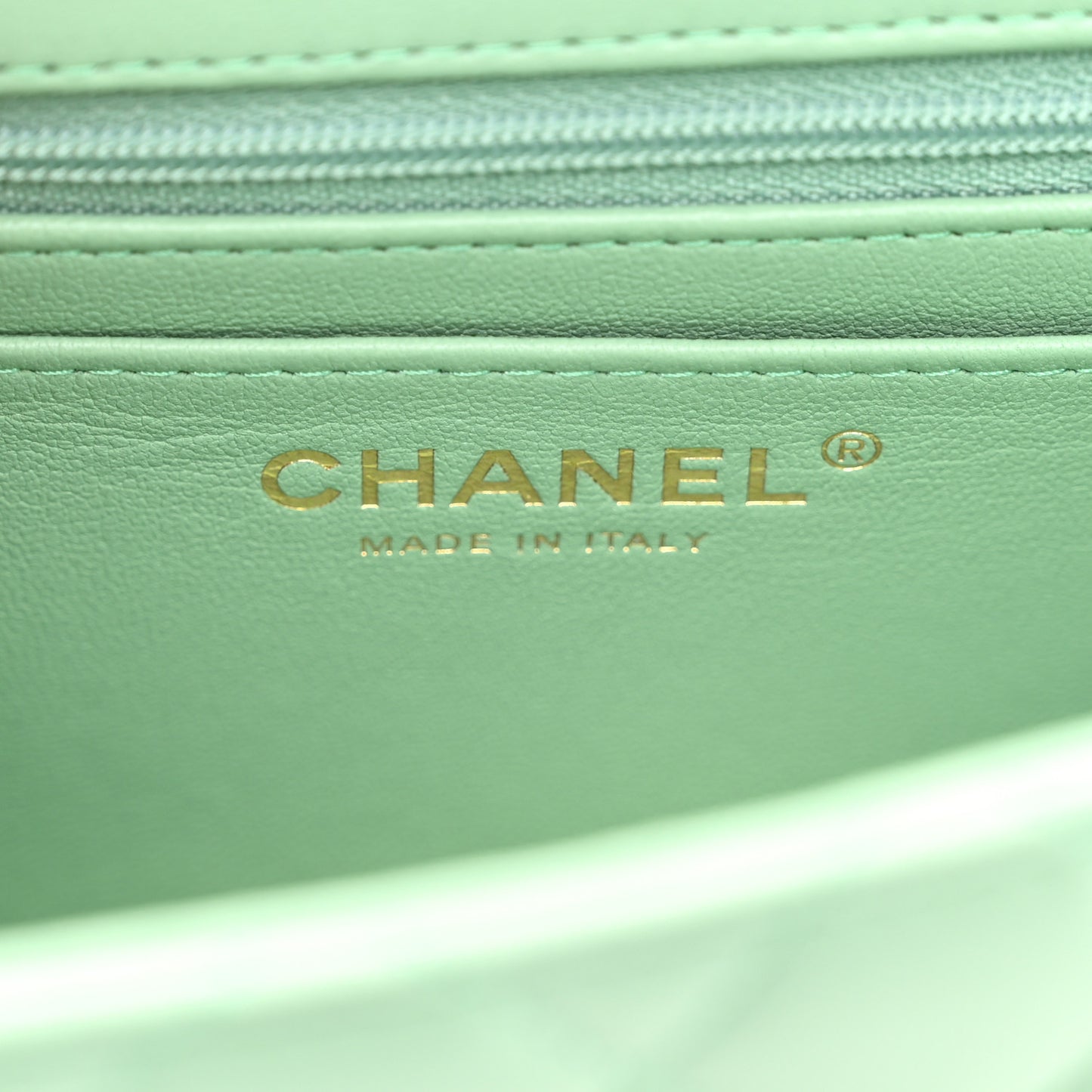 Lambskin Quilted Mini Top Handle Rectangular Flap Light Green