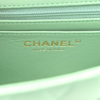 Chanel Lambskin Quilted Mini Top Handle Rectangular Flap Light Green 6 of 10