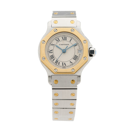 Cartier Stainless Steel 18K Yellow Gold 25mm Santos Octagon Quartz Watch 1 of 4
