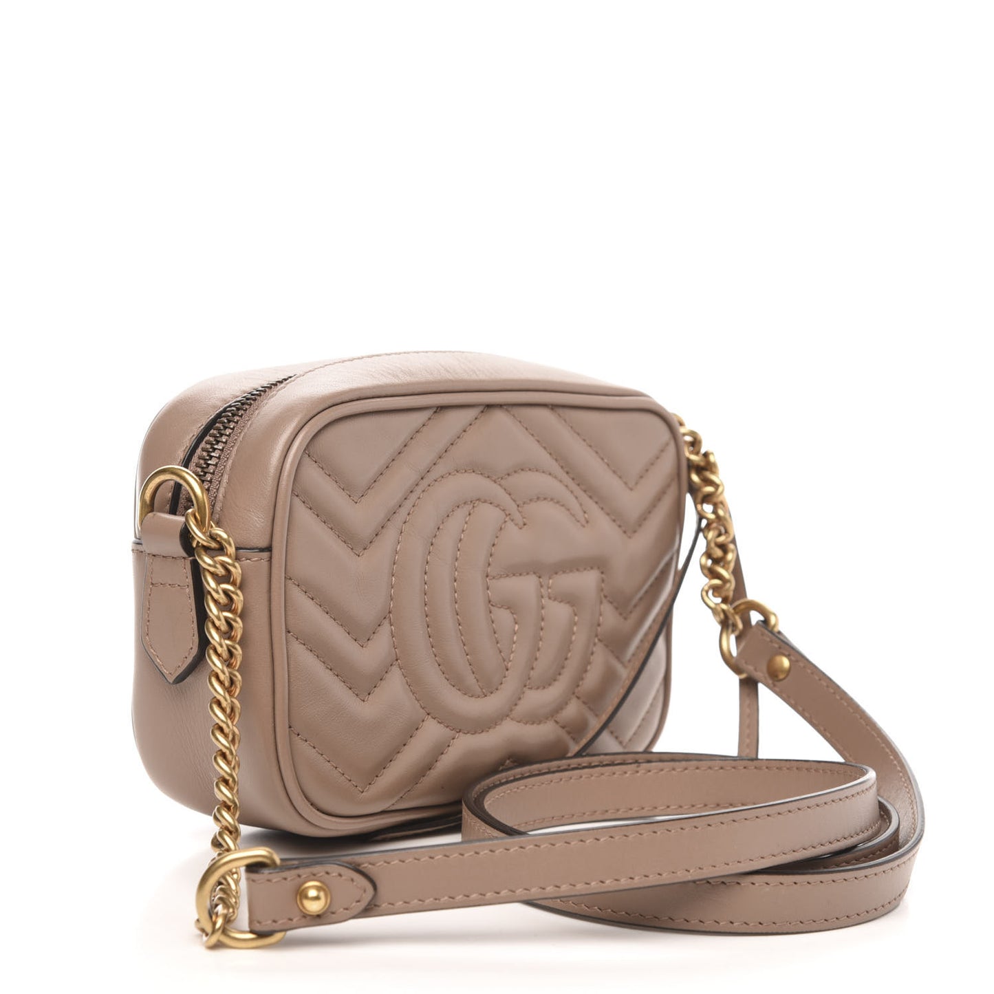 Calfskin Matelasse Mini GG Marmont Chain Shoulder Bag Porcelain Rose