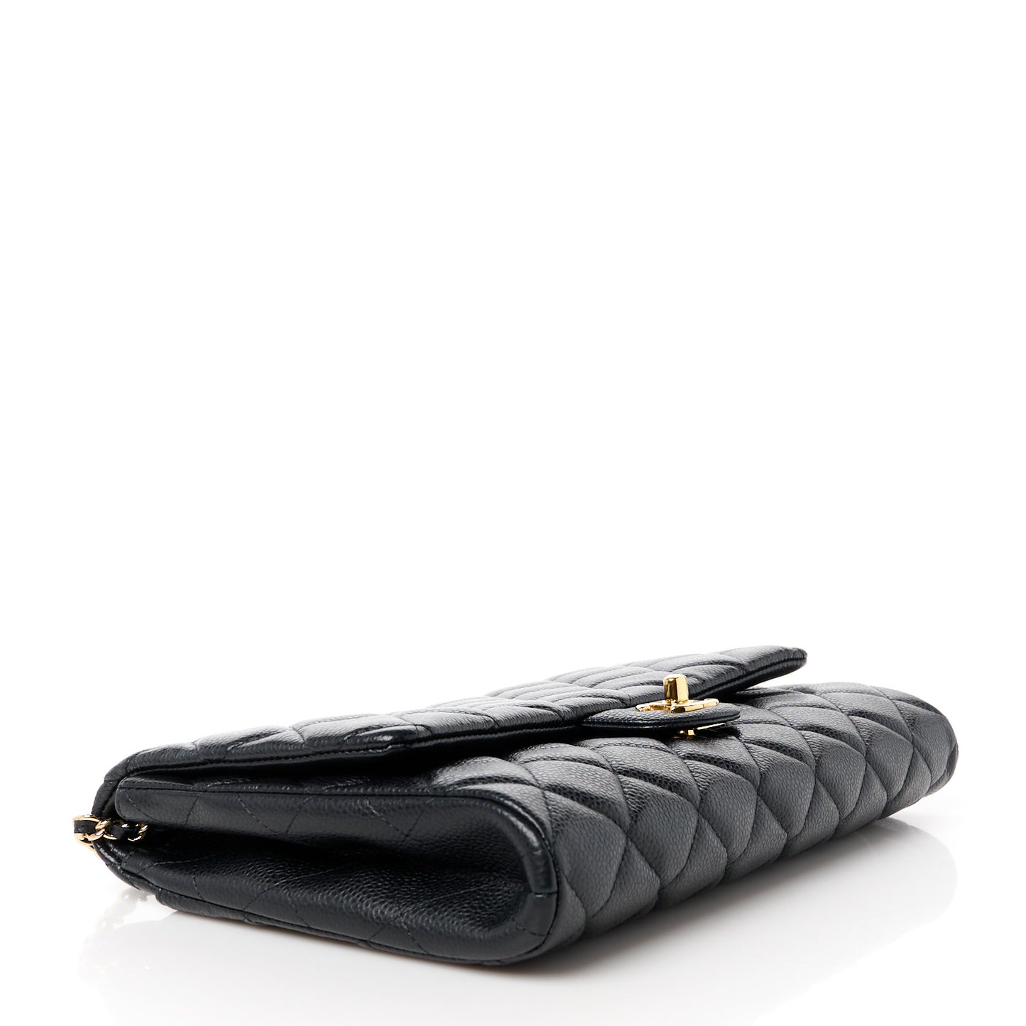 Caviar Quilted Clutch With Chain Flap Black