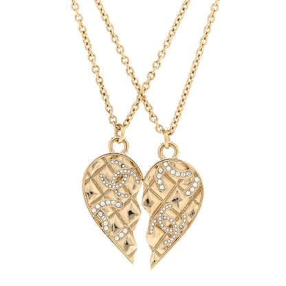 Chanel Crystal Gripoix Clover Heart CC Friendship Necklace Set Gold Multicolor 4 of 7