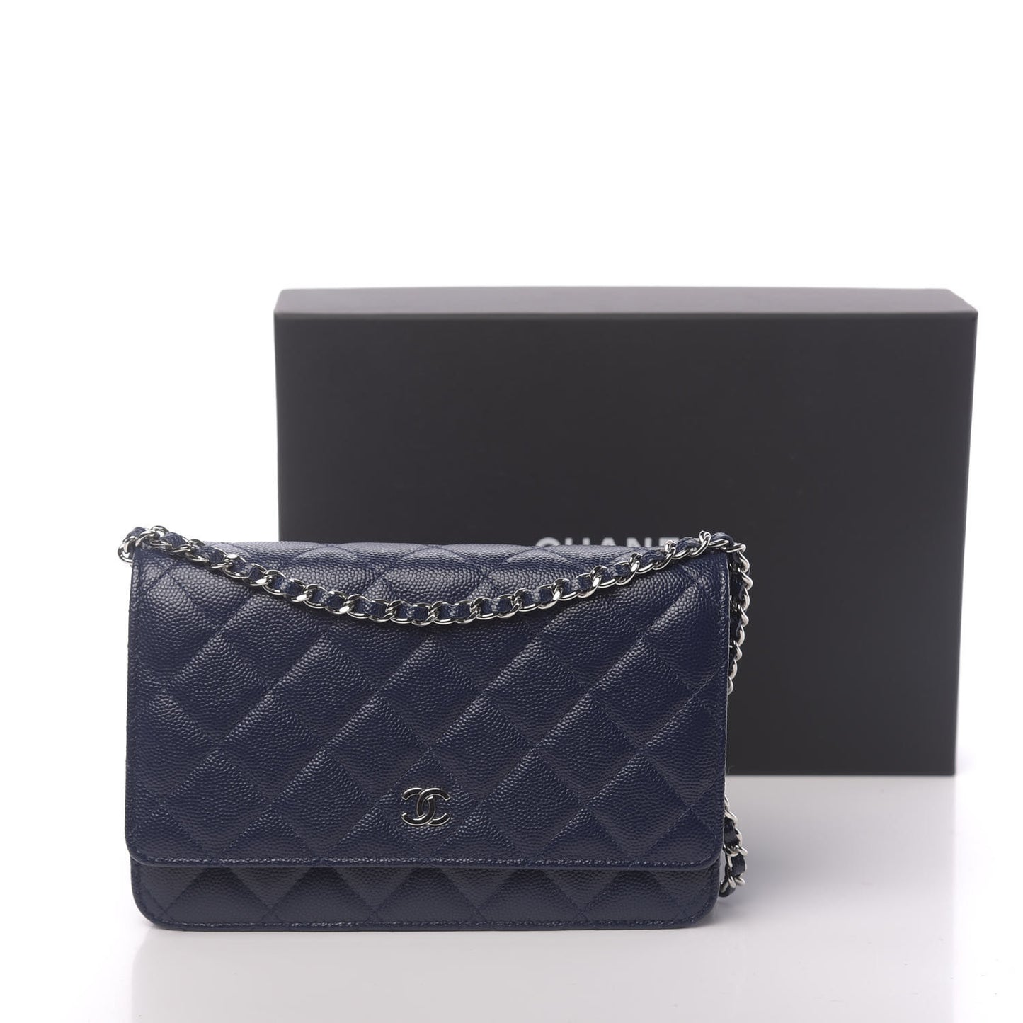 Caviar Quilted Wallet On Chain WOC Blue