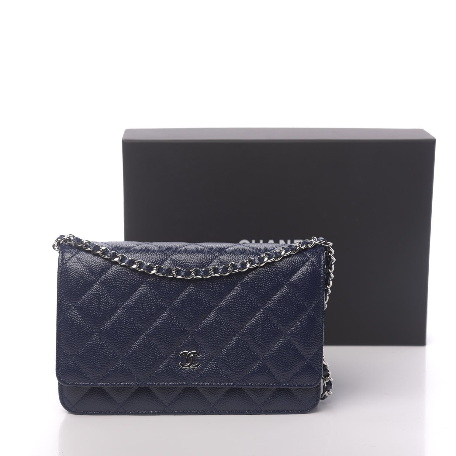 Chanel Caviar Quilted Wallet On Chain WOC Blue 14 of 14