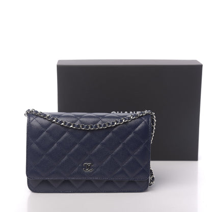 Chanel Caviar Quilted Wallet On Chain WOC Blue 14 of 14