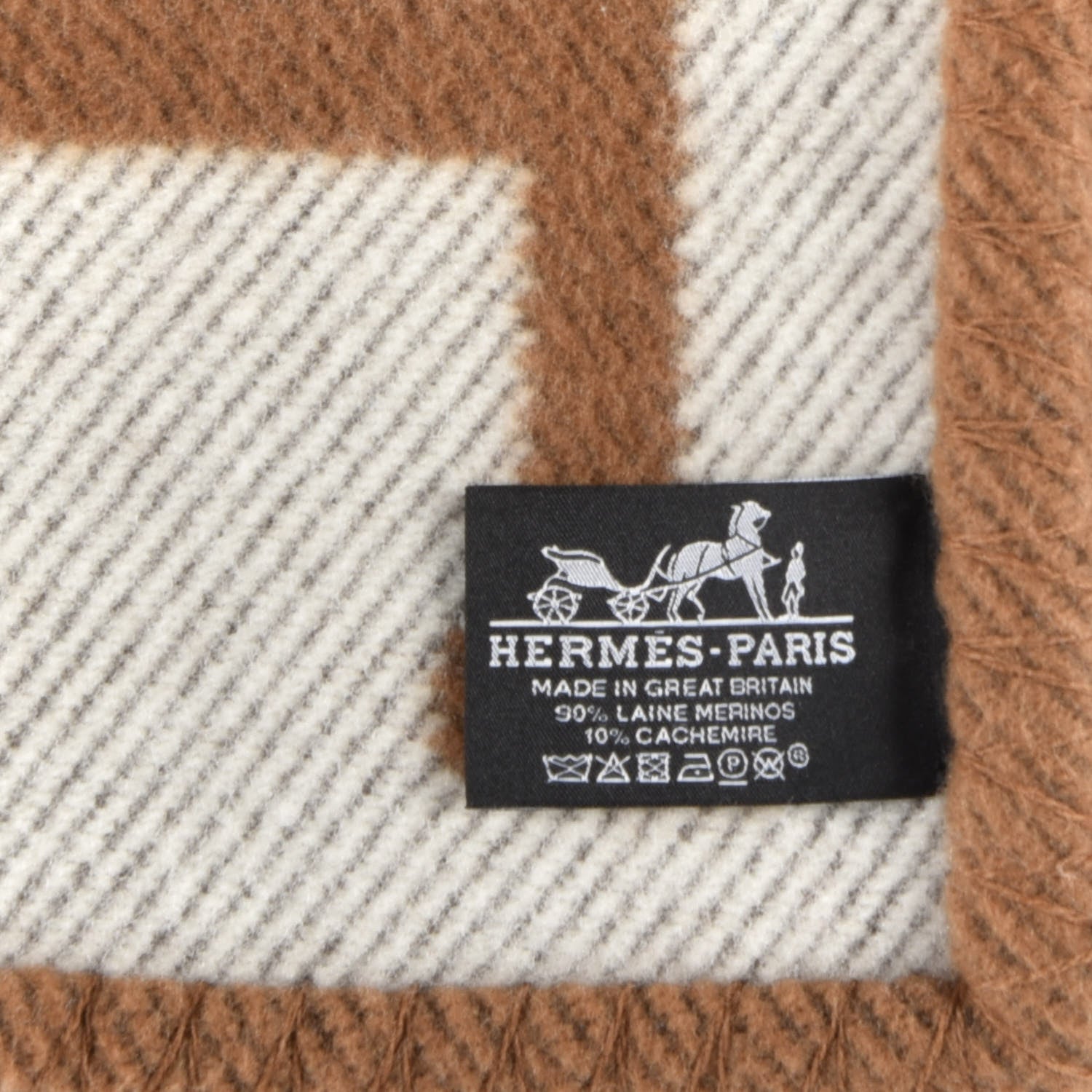 Hermes Wool Cashmere Avalon Blanket Ecru Camel 3 of 3