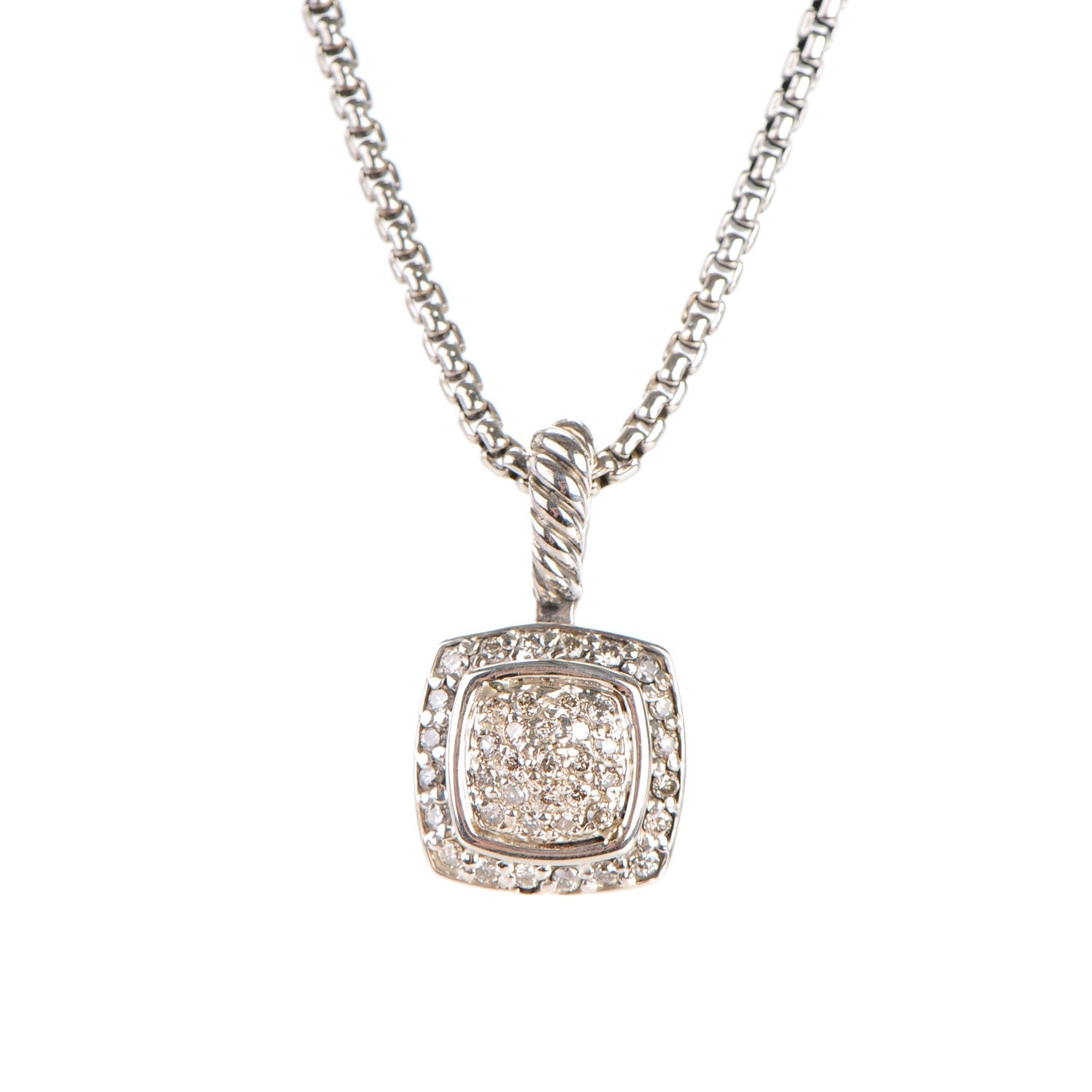 David Yurman Sterling Silver Diamond 7mm Petite Albion Pendant Necklace 3 of 4