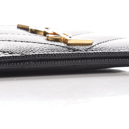 Saint Laurent Grain De Poudre Matelasse Chevron Monogram Credit Card Case Black 8 of 8