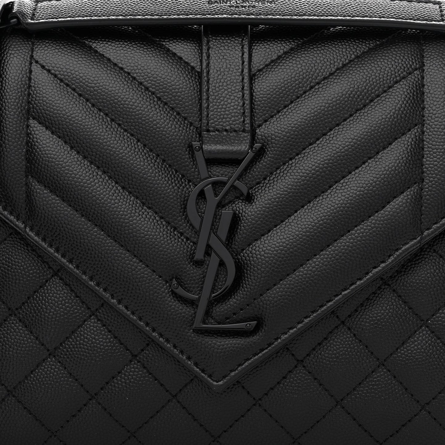 Grain De Poudre Textured Mixed Matelasse Triquilt Medium Monogram Monochrome Satchel Black
