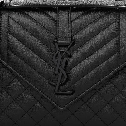 Saint Laurent Grain De Poudre Textured Mixed Matelasse Triquilt Medium Monogram Monochrome Satchel Black 8 of 11