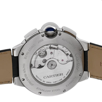 Cartier Stainless Steel Alligator 44mm Ballon Bleu De Cartier Chronograph Automatic Watch Black 4 of 4