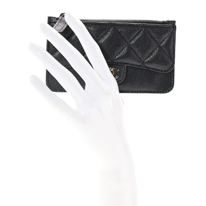 Chanel Iridescent Caviar Quilted Flap Zip Card Holder Black 2 of 8