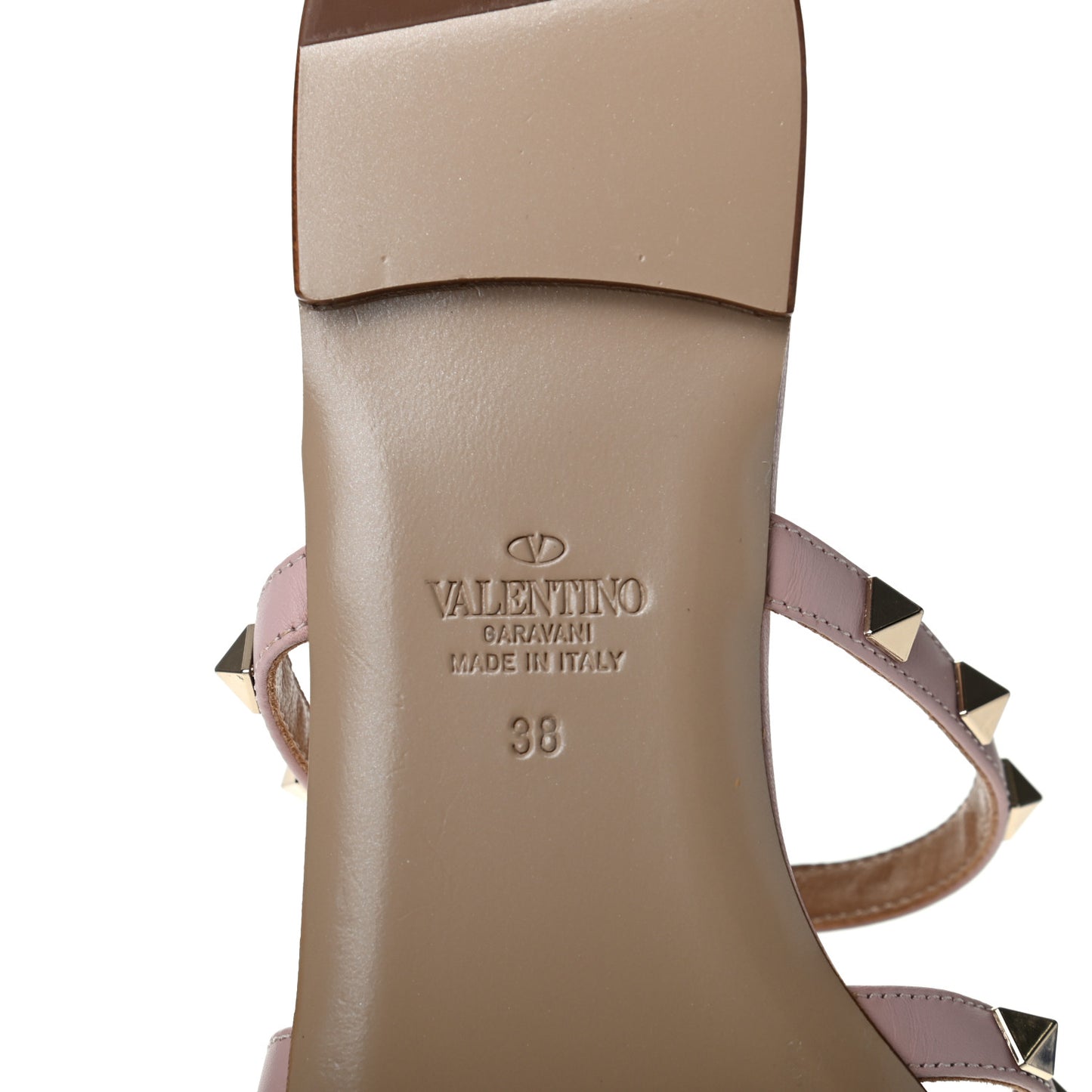 Nappa Rockstud Caged Flat Slide Sandals 38 Water Rose