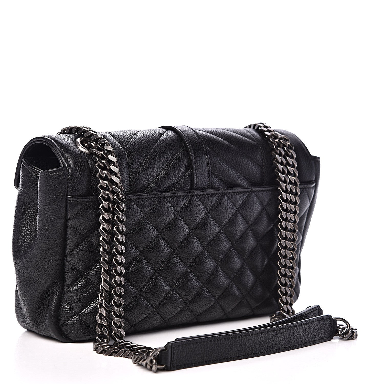 Saint Laurent Grained Calfskin Tri-Quilt Monogram Medium College Bag Black 2 of 9