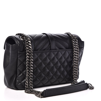 Saint Laurent Grained Calfskin Tri-Quilt Monogram Medium College Bag Black 2 of 9