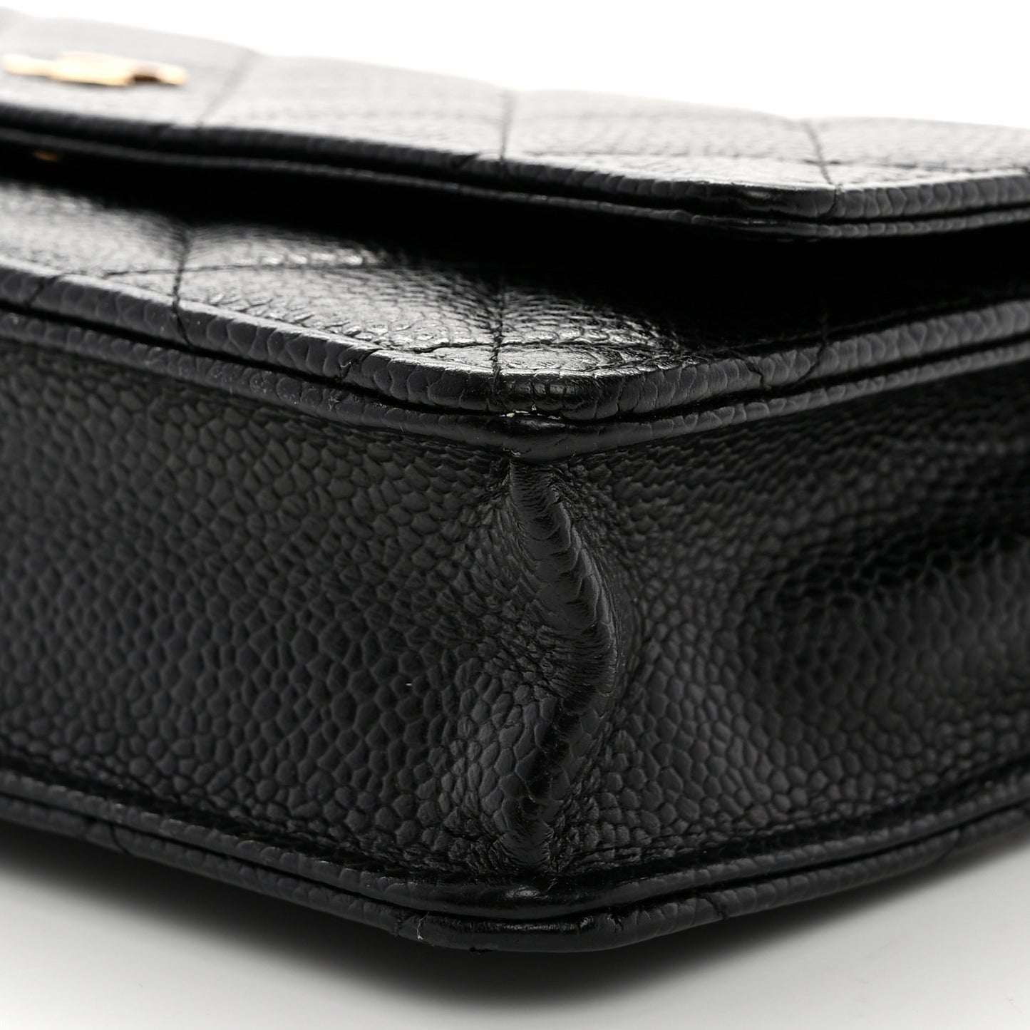 Caviar Quilted Wallet on Chain WOC Black