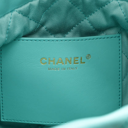 Chanel Shiny Calfskin Quilted Mini Chanel 22 Turquoise 6 of 10