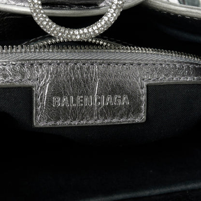 Balenciaga Metallic Agneau Arena Crystal Medium Le Cagole Shoulder Bag Silver 6 of 10