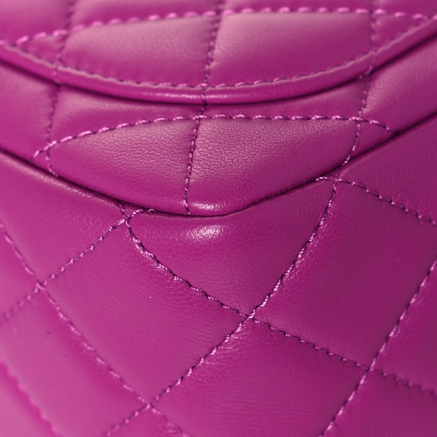 Lambskin Quilted Mini Pearl Crush Flap Purple