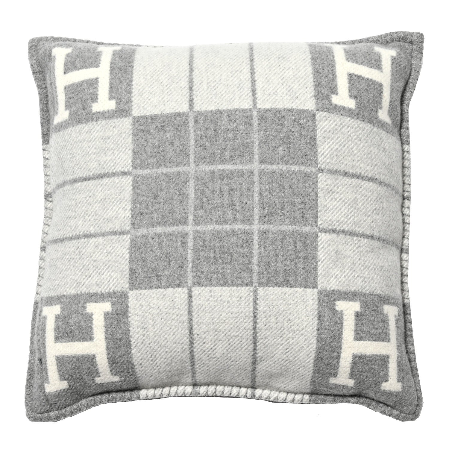 Hermes Wool Cashmere Avalon III Pillow PM Ecru Gris Clair 2 of 4
