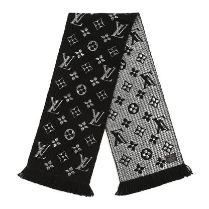 Louis Vuitton Wool Silk Logomania Shine Scarf Black 2 of 3